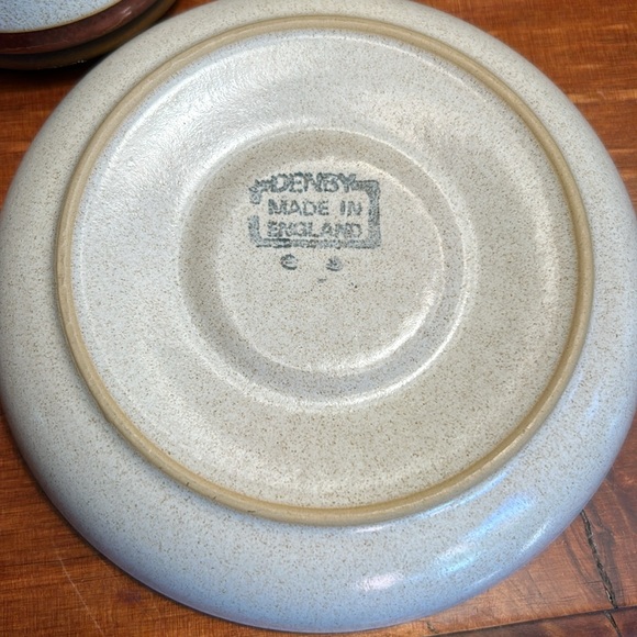 Vintage MCM Denby England Mug and Saucer Set of 4 Potter’s Wheel Stoneware - Picture 5 of 7